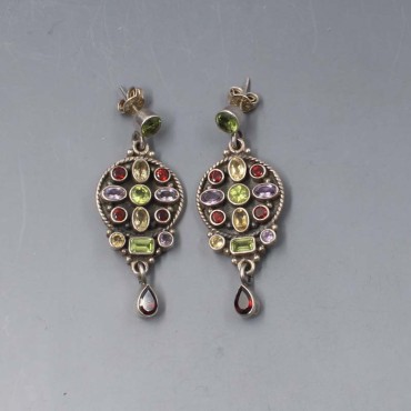 Multi gem statement earrings